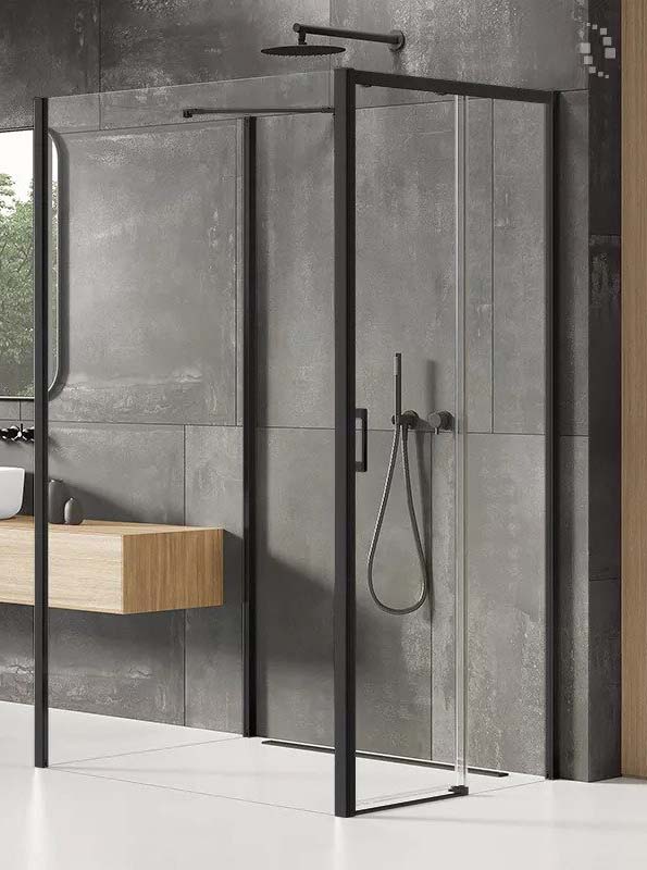 New Trendy Prime Black Kabina Prostokątna Przyścienna P 100x110x200 Czyste 6mm Active Shield (K-1606)